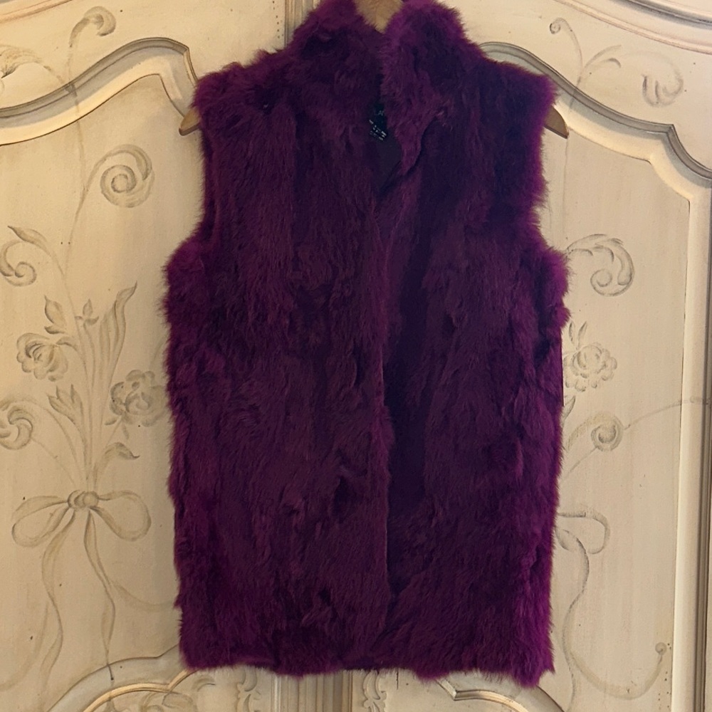 *NWT* Adrienne Landau Plush Purple 100% Genuine Rabbit Fur Vest!!